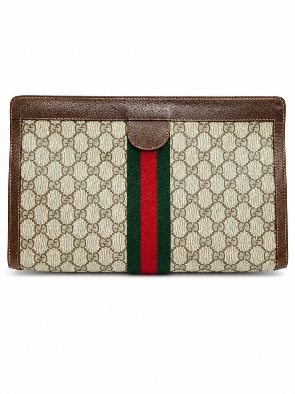 Gucci Beige GG Supreme Canvas Wallet with Green and Red Web Stripe